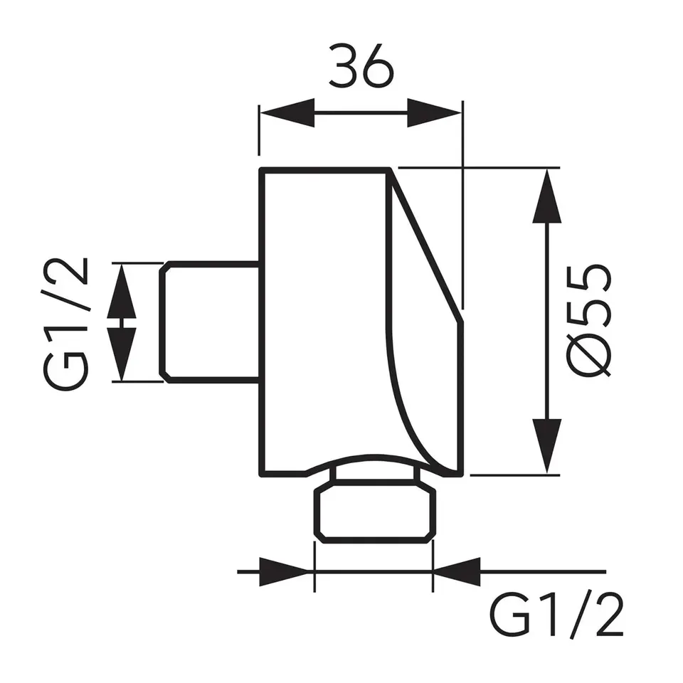 З'єднання кутове G1/2 для душового шланга, кругл, хром, FERRO — фото 2