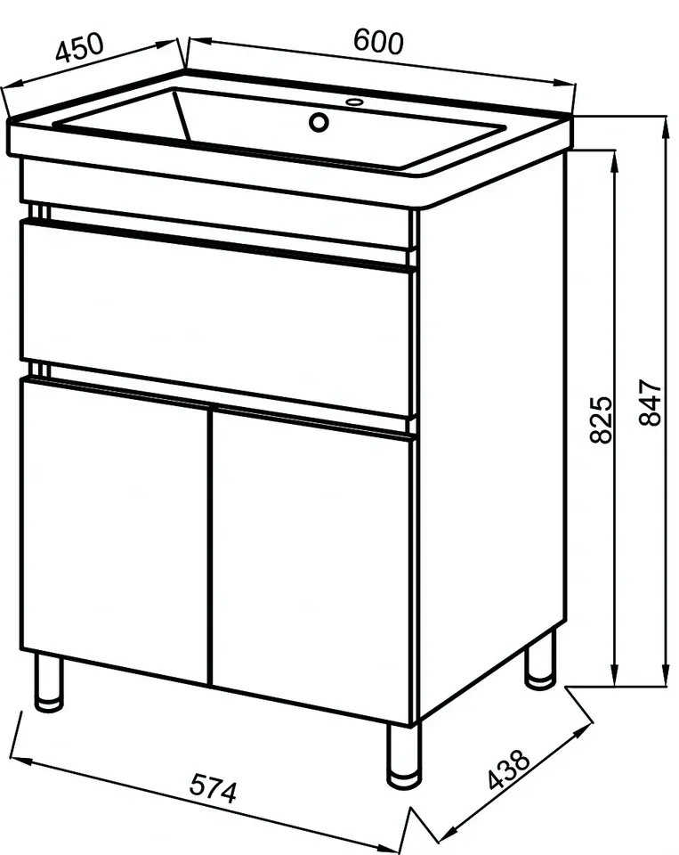Тумба Монако  ТН- 3  60  з умивальником "Vesta" — фото 2