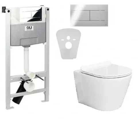 Комплект 5в1  (OLI120 , Slim хром, Grof Rimless унітаз з UF сидінням , шум.пр.