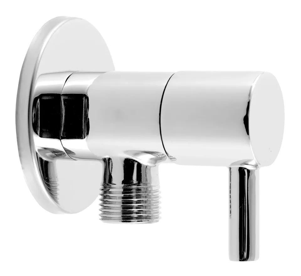 Кран кутовий з керамічною головкою і розеткою G1/2 x 3/8, хром FERRO ROTONDO