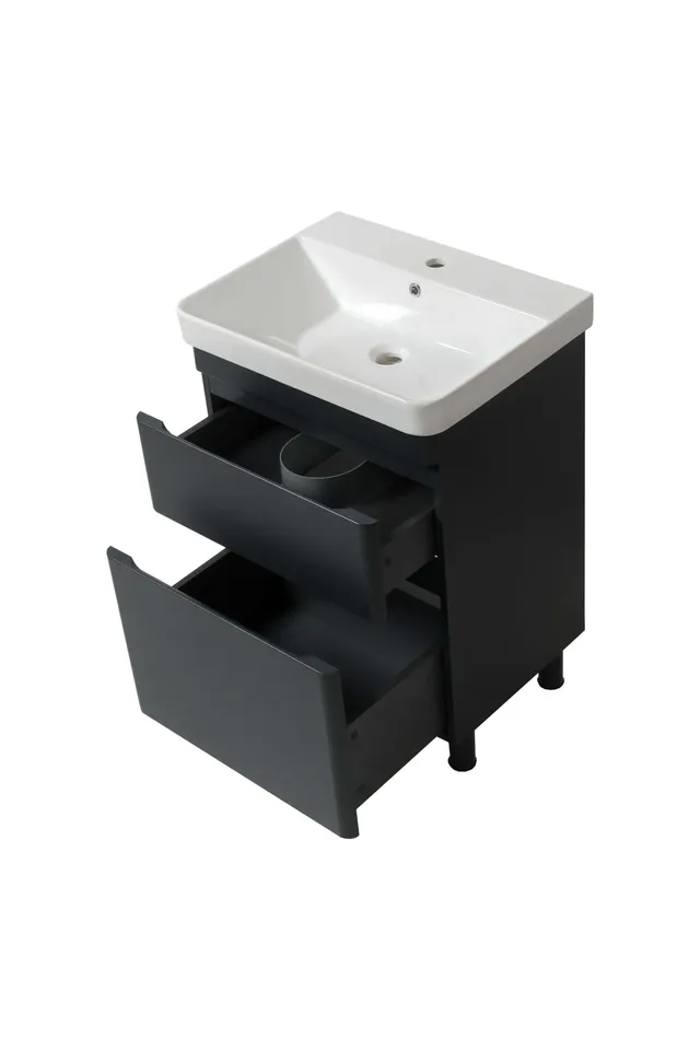Тумба VIVACE ТНБ - 2 Д  60 антрацит матовий з умивальником "Vivace" — фото 2