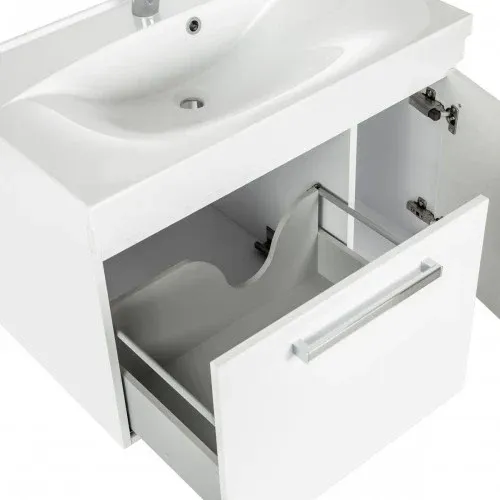 Тумба CATARINA-1200 з умивальником Yonna,біла в комплекті з силіконом (27097+32714) — фото 4