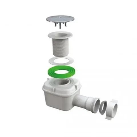 Cифон AF  до душового піддону d60, кришка ABC хром, зливна трубка d40
