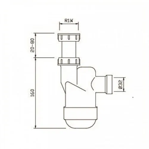 Cифон для у-ника Ventloc з кулькою, безз верха, телескоп. труба d32/50 — фото 2